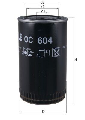 MAHLE ORIGINAL OC 604 Číslo výrobce: 70511537. EAN: 4009026726303.