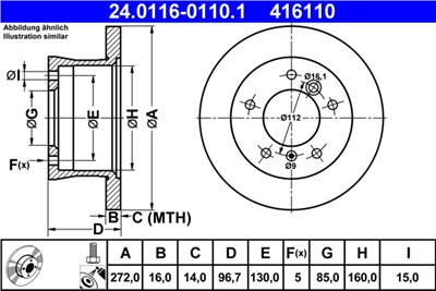 ATE 24.0116-0110.1 Číslo výrobce: 416110. EAN: 4006633069922.