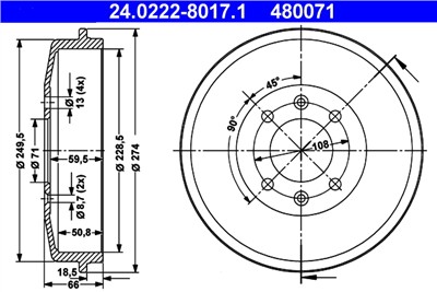 ATE 24.0222-8017.1 Číslo výrobce: 480071. EAN: 4006633302845.