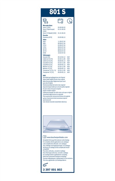 BOSCH 3 397 001 802 Číslo výrobce: 801 S. EAN: 3165143197233.