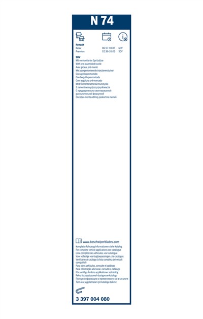 BOSCH 3 397 004 080 Číslo výrobce: N 74. EAN: 3165143329252.