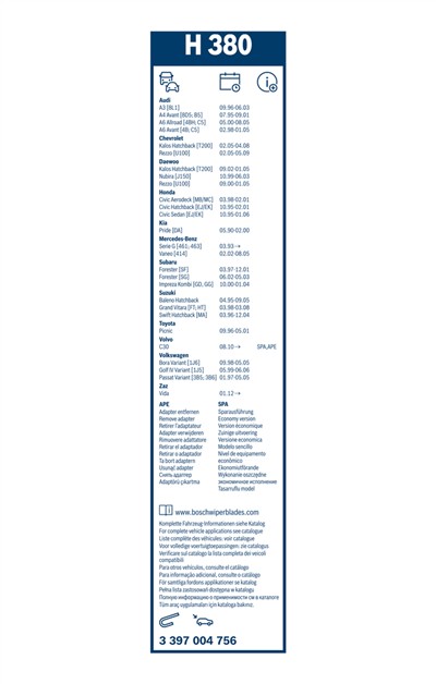 BOSCH 3 397 004 756 Číslo výrobce: H 380.