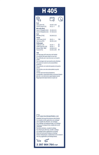 BOSCH 3 397 004 764 Číslo výrobce: H 405. EAN: 4047023044440.