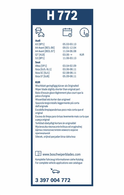 BOSCH 3 397 004 772 Číslo výrobce: H 772. EAN: 4047023477361.
