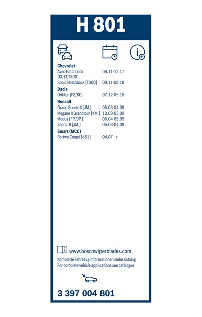 BOSCH 3 397 004 801 Číslo výrobce: H 801. EAN: 4047023136701.