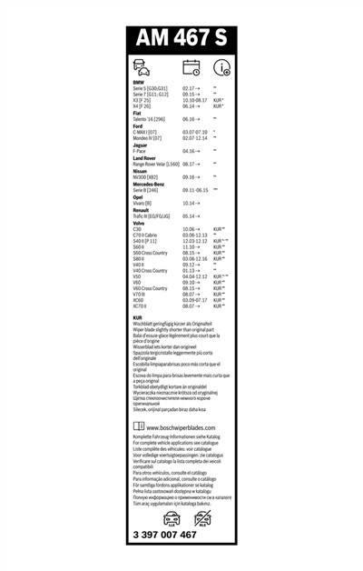 BOSCH 3 397 007 467 Číslo výrobce: AM 467 S. EAN: 4047024458642.