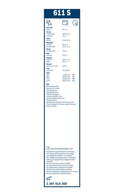 BOSCH 3 397 010 300 Číslo výrobce: 611 S. EAN: 4047024742505.