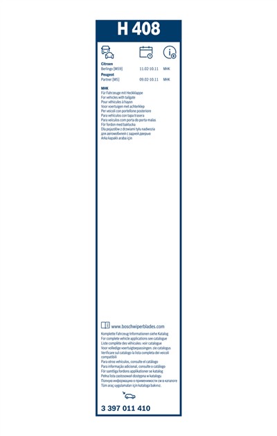 BOSCH 3 397 011 410 Číslo výrobce: H 408. EAN: 4047024671195.