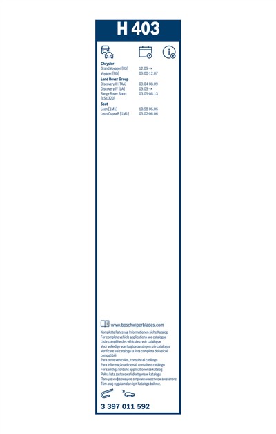 BOSCH 3 397 011 592 Číslo výrobce: H 403. EAN: 4047024927292.