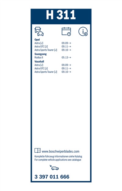 BOSCH 3 397 011 666 Číslo výrobce: H 311. EAN: 4047025214865.