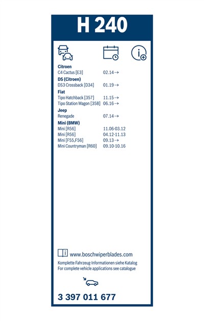 BOSCH 3 397 011 677 Číslo výrobce: H 240. EAN: 4047025224048.