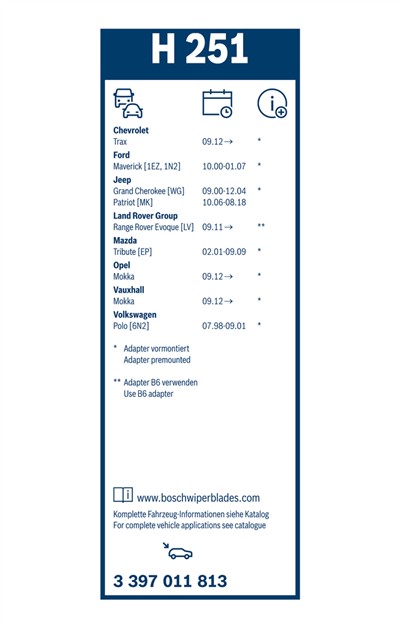 BOSCH 3 397 011 813 Číslo výrobce: H 251. EAN: 4047025363877.