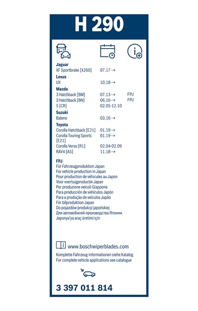 BOSCH 3 397 011 814 Číslo výrobce: H 290. EAN: 4047025363884.
