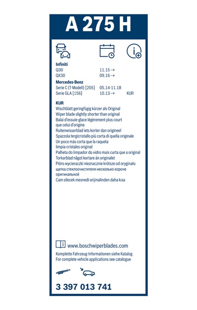 BOSCH 3 397 013 741 Číslo výrobce: A 275 H. EAN: 4047025522731.