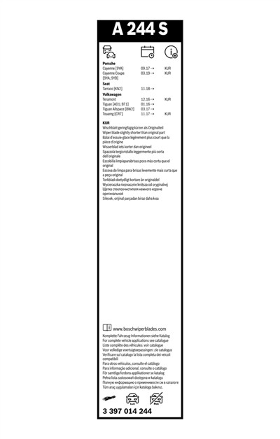 BOSCH 3 397 014 244 Číslo výrobce: A 244 S. EAN: 4047026021622.