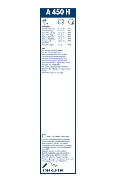 BOSCH 3 397 016 130 Číslo výrobce: A 450 H. EAN: 4047026091595.