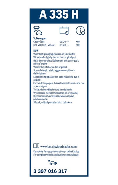 BOSCH 3 397 016 317 Číslo výrobce: A 335 H. EAN: 4047026586619.