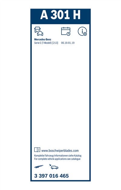 BOSCH 3 397 016 465 Číslo výrobce: A 301 H. EAN: 4047026241051.
