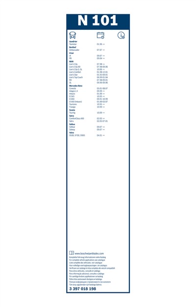 BOSCH 3 397 018 198 Číslo výrobce: N 101. EAN: 3165141224078.
