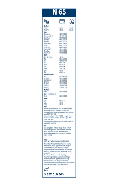 BOSCH 3 397 018 963 Číslo výrobce: N 65. EAN: 4047023049926.