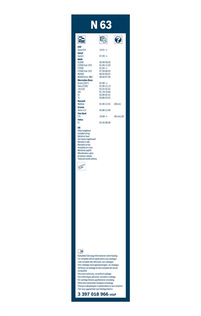 BOSCH 3 397 018 966 Číslo výrobce: N 63. EAN: 4047023222985.