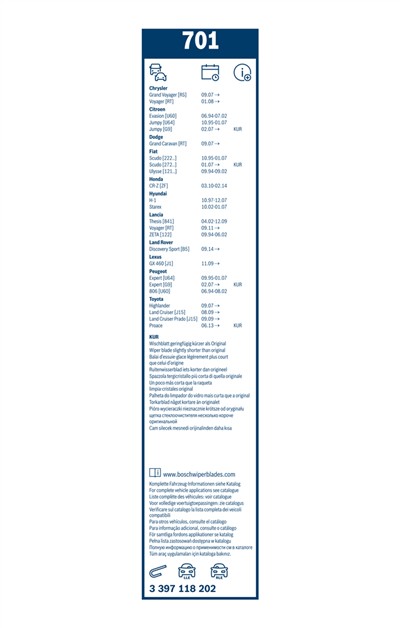 BOSCH 3 397 118 202 Číslo výrobce: 701. EAN: 3165141087864.