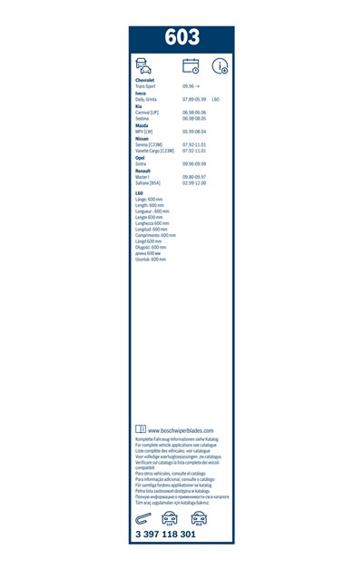 BOSCH 3 397 118 301 Číslo výrobce: 603. EAN: 3165141087819.