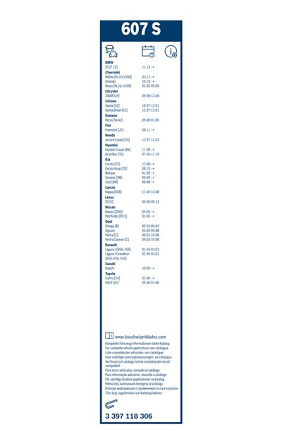 BOSCH 3 397 118 306 Číslo výrobce: 607 S. EAN: 3165141087840.