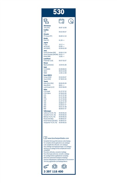 BOSCH 3 397 118 400 Číslo výrobce: 530. EAN: 3165141087673.