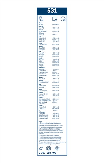 BOSCH 3 397 118 402 Číslo výrobce: 531. EAN: 3165141087703.