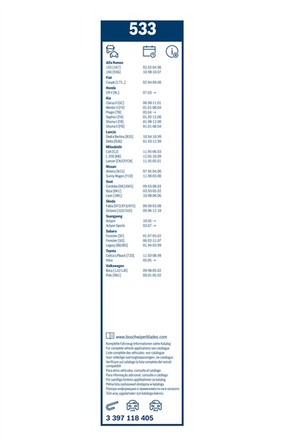 BOSCH 3 397 118 405 Číslo výrobce: 533. EAN: 3165141086751.