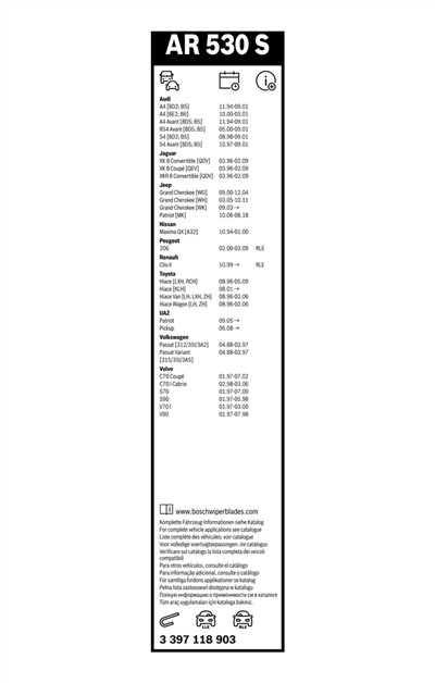 BOSCH 3 397 118 903 Číslo výrobce: AR 530 S. EAN: 3165143613955.
