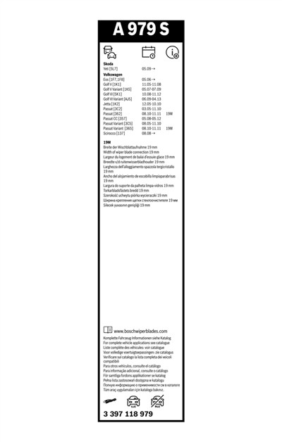 BOSCH 3 397 118 979 Číslo výrobce: A 979 S. EAN: 3165144053057.
