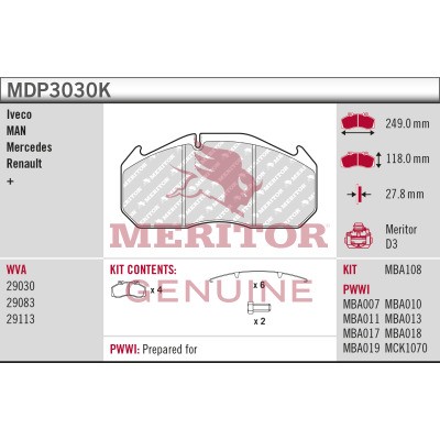 MERITOR MDP3030K Číslo výrobce: 29030.