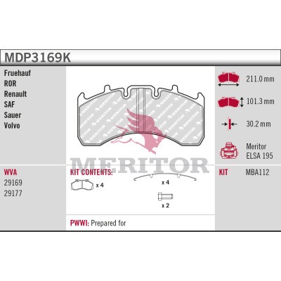 MERITOR MDP3169K Číslo výrobce: 29169.