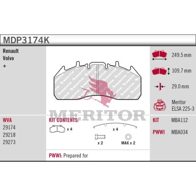 MERITOR MDP3174K Číslo výrobce: 29174.