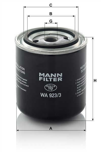 MANN-FILTER WA 923/3 EAN: 4011558791308.