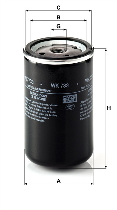 MANN-FILTER WK 733 EAN: 4011558915407.