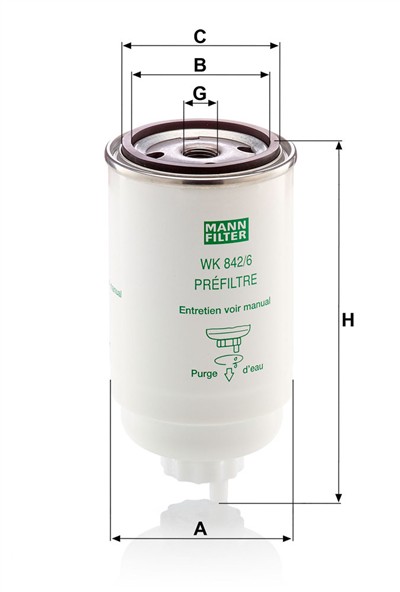 MANN-FILTER WK 842/6 EAN: 4011558904906.