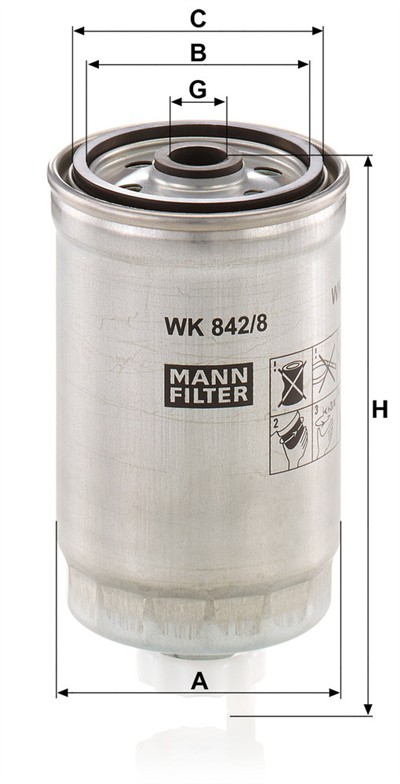 MANN-FILTER WK 842/8 EAN: 4011558930400.