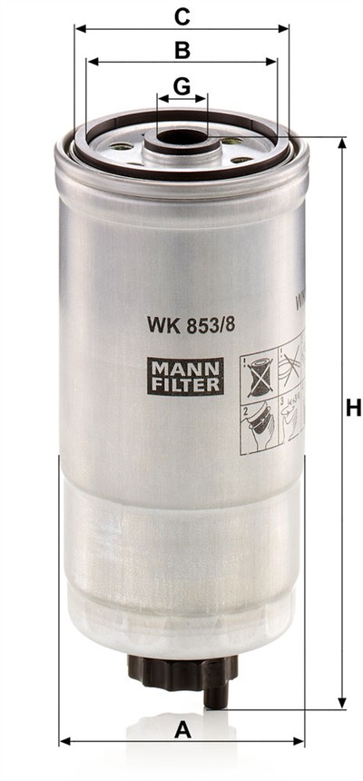 MANN-FILTER WK 853/8 EAN: 4011558933906.