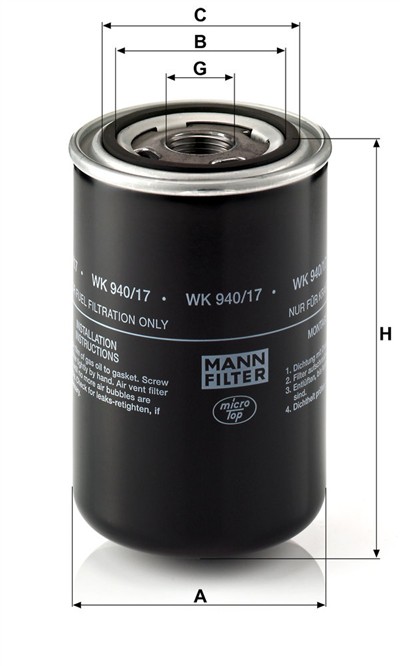 MANN-FILTER WK 940/17 EAN: 4011558934705.