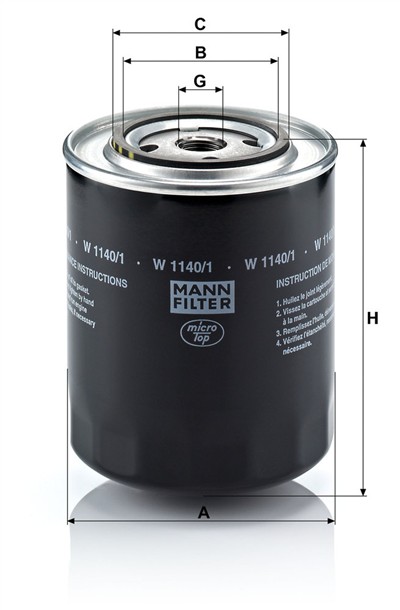 MANN-FILTER W 1140/1 EAN: 4011558715304.