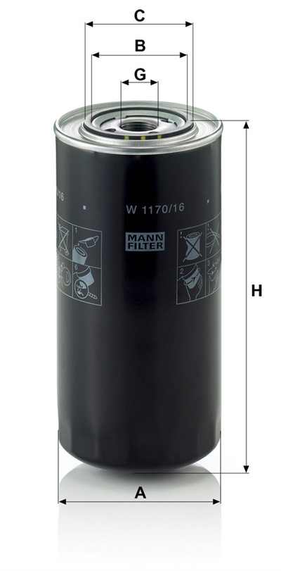 MANN-FILTER W 1170/16 EAN: 4011558031633.