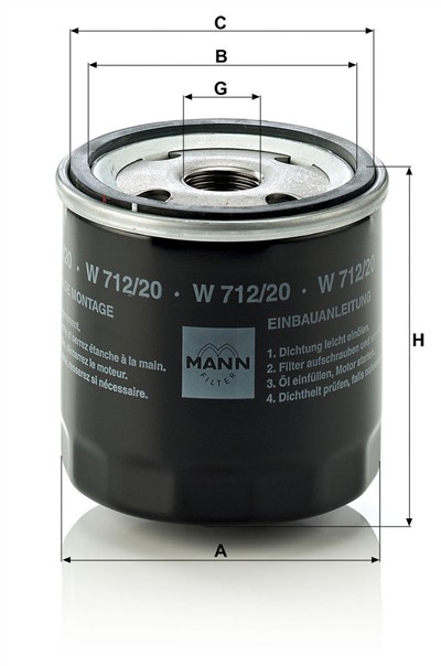 MANN-FILTER W 712/20 EAN: 4011558724009.