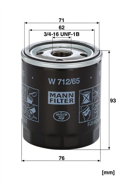 MANN-FILTER W 712/65 EAN: 4011558758202.