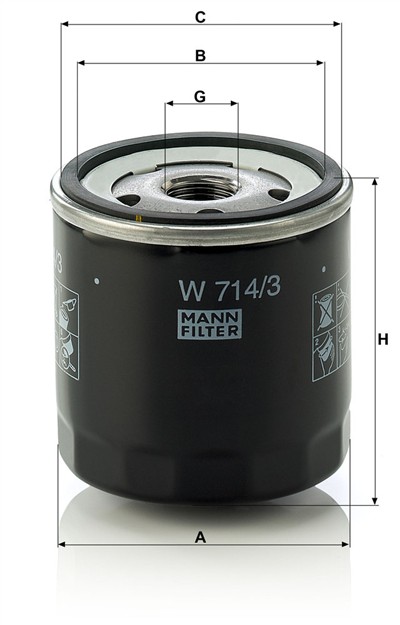 MANN-FILTER W 714/3 EAN: 4011558735807.