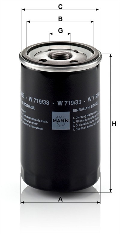 MANN-FILTER W 719/33 EAN: 4011558732905.