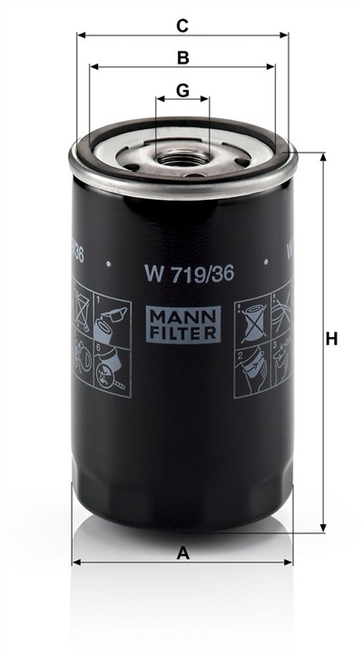 MANN-FILTER W 719/36 EAN: 4011558736606.