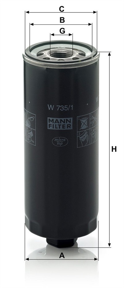MANN-FILTER W 735/1 EAN: 4011558705602.